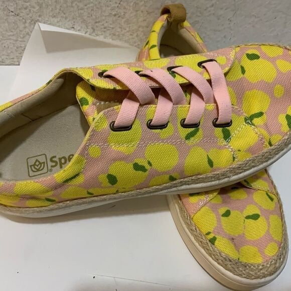 Spenco Orthotic Lemon Printed Malibu Lace Bokeh Platform Slip On Sneakers 9.5 B - Picture 9 of 13